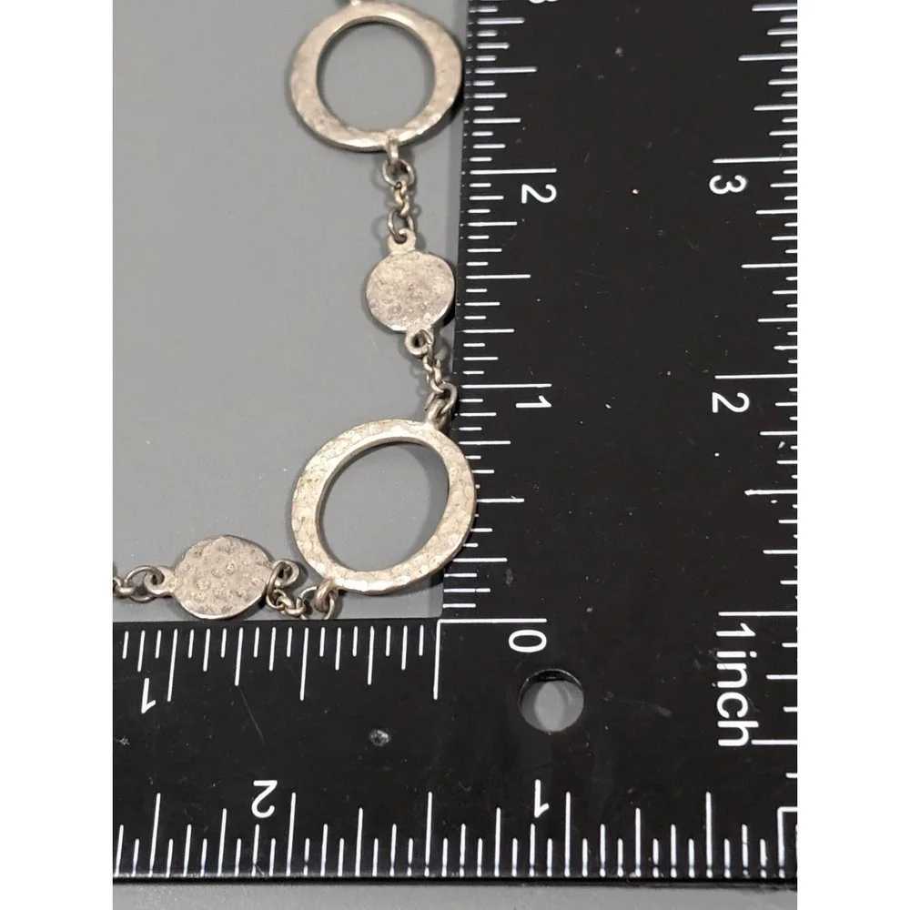 Madewell Silver Tone Hammered Circle Chain Necklace Distressed Industrial 18 in - Picture 9 of 9